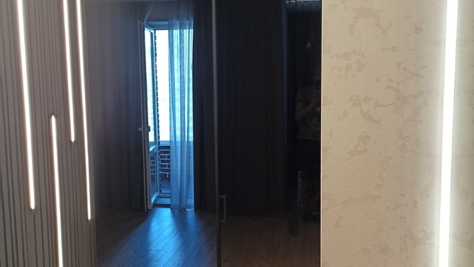 Межкомнатная перегородка в квартире, с доводчиком в прихожую, Арт.0006-03