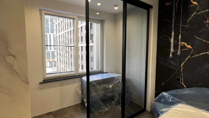 Раздвижные двери, модель Софья, с прозрачным стеклом, на балкон, Арт.0019-02