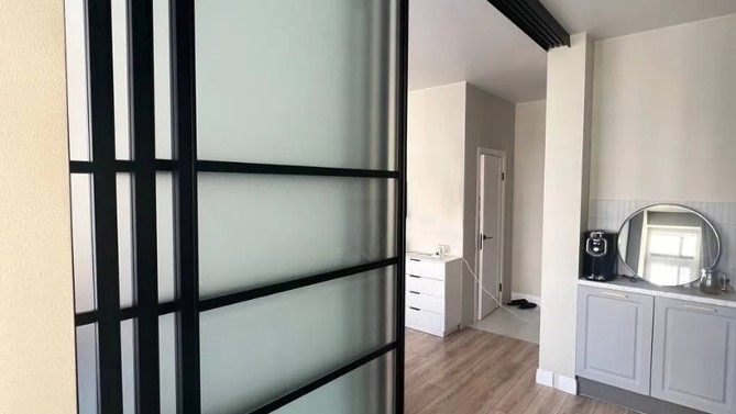 Межкомнатная перегородка Нувола, с матовым стеклом, на кухню, Арт.0023-03