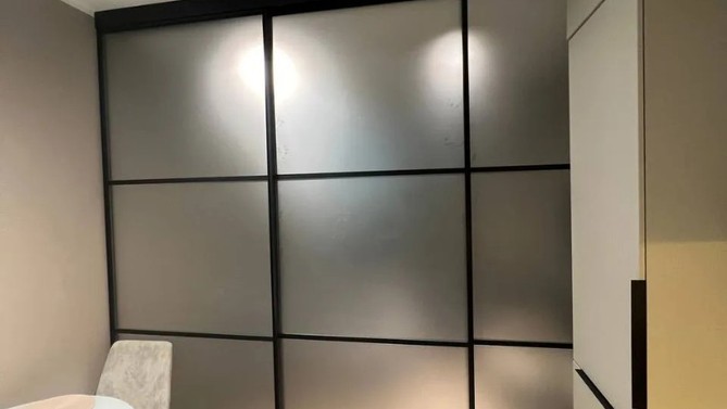 Каскадные двери межкомнатные Ecalum, с матовым стеклом, на кухню, Арт.0037-01