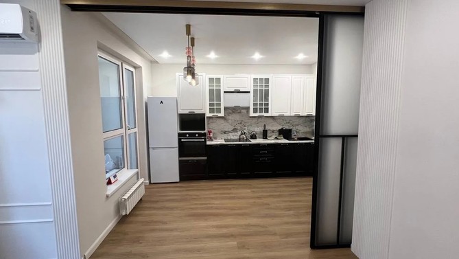 Межкомнатная перегородка Geosideal, с матовым стеклом, с доводчиком в гостиную, Арт.0047-04