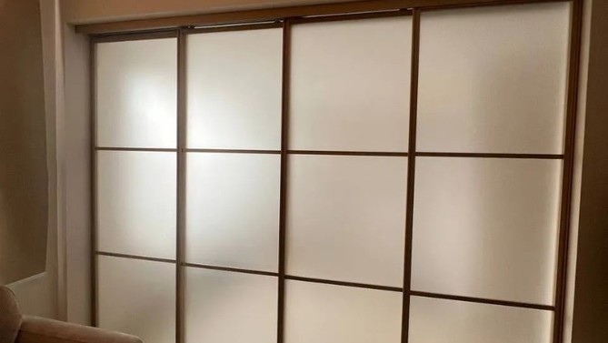 Каскадная перегородка Такт, с матовым стеклом, с доводчиком в спальню, Арт.0057-02