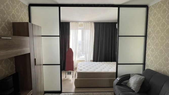 Межкомнатная перегородка Алюммир, с матовым стеклом, в квартиру, Арт.0078-01