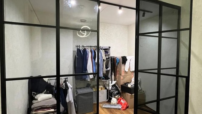 Межкомнатная перегородка Decus, с прозрачным стеклом, в гардеробную, Арт.0080-03