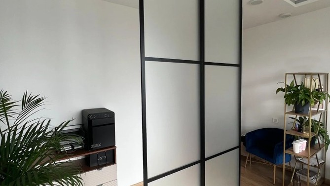 Статичная перегородка Covernow, с матовым стеклом, в кладовку, Арт.0113-03