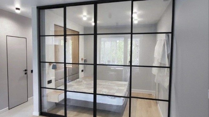 Перегородка Raminahome для спальни из стекла, с прозрачным стеклом, в спальню, Арт.0132-02