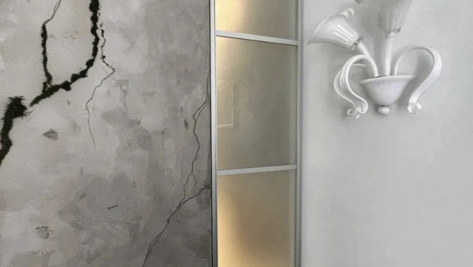 Стеклянная перегородка Арткупе, с матовым стеклом, в гостиную, Арт.0134-05