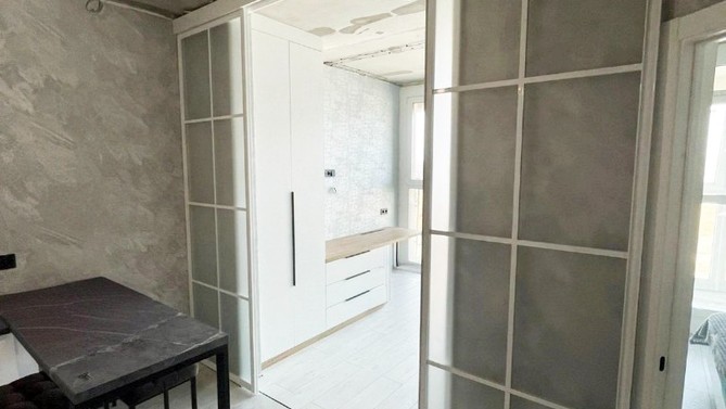 Межкомнатная перегородка Montiero, с матовым стеклом, с доводчиком в гостиную, Арт.0170-02