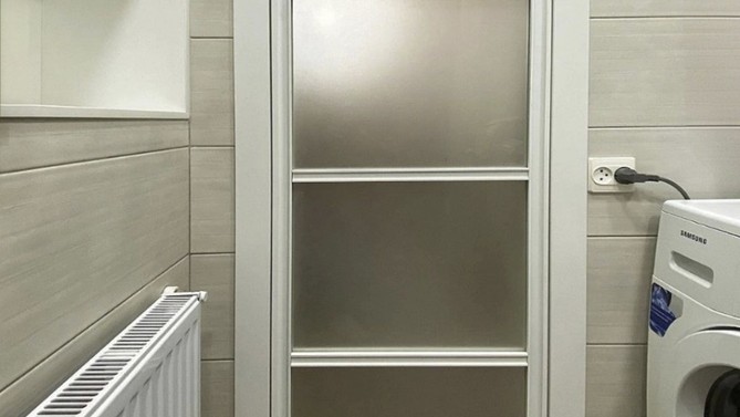 Распашная перегородка Klever, с матовым стеклом, в ванную, Арт.0350-01