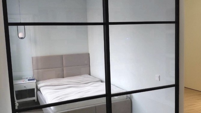 Межкомнатная перегородка Luhtein, с прозрачным стеклом, с доводчиком в комнату, Арт.0468-03