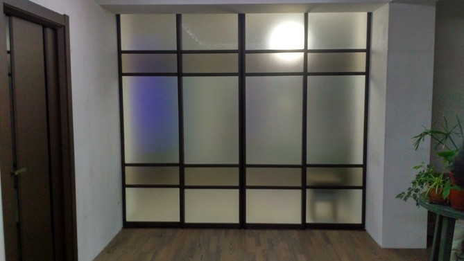 Межкомнатная перегородка Зимний сад, с матовым стеклом, в проем, Арт.1881-02